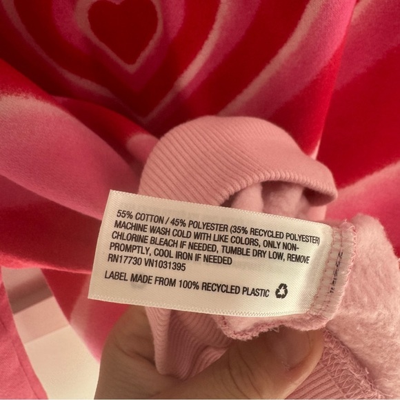 Wild Fable Pink and Red Sweatshirt Pink N Red Hearts Front & Back Cozy size M - Picture 5 of 5